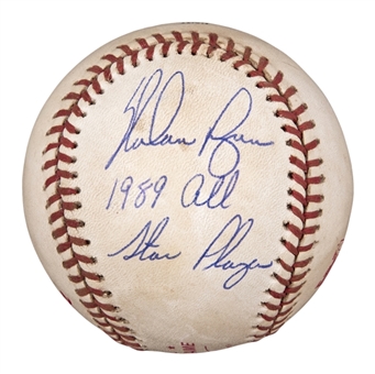 1989 Nolan Ryan Game Used and Signed/Inscribed Official All-Star Game Baseball - His 8th and Final All-Star Game (MEARS & PSA/DNA)